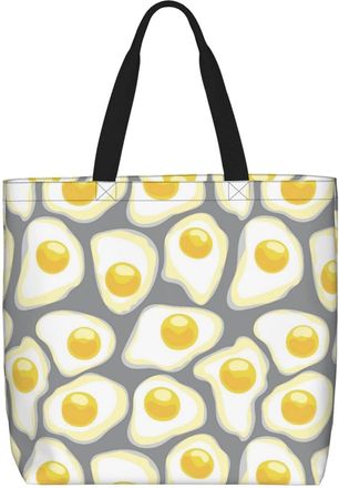 Generic Women Handbag Fried Egg Pattern Ladies Shopping Shoulder Bag Large Capacity Folding Shopping Bags, For Graduation, Daily, Holiday, Work, Birthday