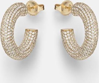 Sydney Evan Puffy 14kt gold (585/1000) hoop earrings with diamonds