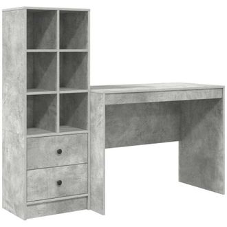 vidaXL Escritorio Con Almacenamiento Con Caj&oacute;n 2 Pcs Gris Concreto Vidaxl
