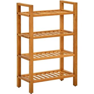 vidaXL Vidaxl - Shoe Rack with 4 Shelves 50x27x80 cm Solid Oak Wood