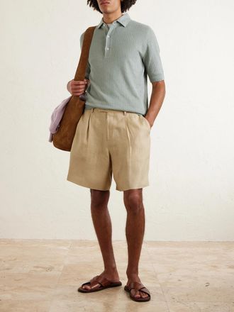 Lardini Straight-Leg Pleated Twill Shorts