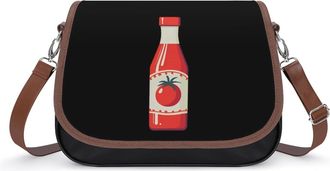 Generic Ketchup Bottle Crossbody Bags for Women Fashion Leather Shoulder Handbags With Adjustable Strap