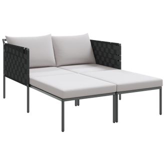Berkfield Home Sunbed with Cushions 2-Person Anthracite 115x153x69, 5 cm Steel