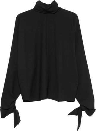 Emporio Armani Blouse met hoge hals van cr&ecirc;pe - Dames - Blouses - Zwart - M - Overhemden