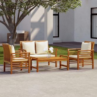 vidaXL Set De Muebles De Jard&iacute;n 4 Pzs Y Cojines Madera Maciza Acacia Vidaxl