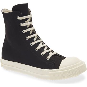 Rick Owens High Top Sneaker in Black/Milk/Milk at Nordstrom, Size 10.5Us