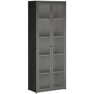 Dmora Dmora - Vitrina Izano, Aparador de exposición, Vitrina multiusos, Aparador de salón, 70x35 h180 cm, Pizarra