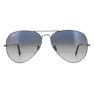 Ray-Ban Zonnebril Aviator 3025 Gunmetal Gepolariseerd Blauw Verloop Grijs 004/78