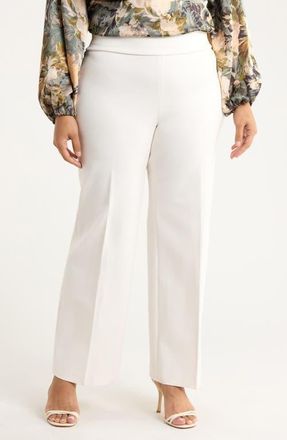 Anne Klein High Waist Wide Leg Pull-On Pants in White Dove at Nordstrom, Size 1X