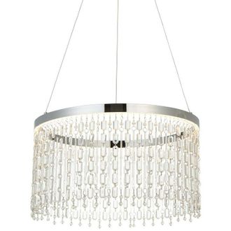 Endon Lighting Liliana Single Pendant Ceiling Lamp, Chrome Plate, Crystal Glass - Endon