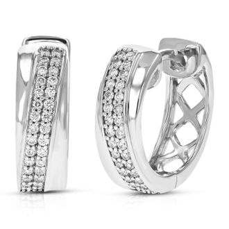 Vir Jewels 1/4 cttw Lab Grown Diamond Hoops Earrings in Sterling Silver With Hidden Post For Women
