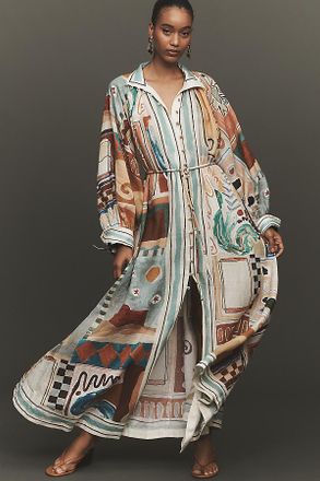 Alemais Michelle Long-Sleeve Linen Shirtdress