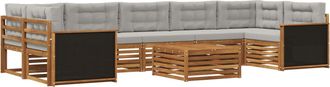 vidaXL Conjunto De Sof&aacute;s De Exterior 8 Uds. Natural Y Gris Claro Vidaxl