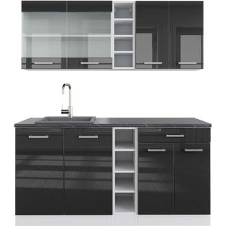 Vicco Cocina Vers&aacute;til R-line, Antracita Brillo Intenso/blanco, 160 Cm, Et Antracita