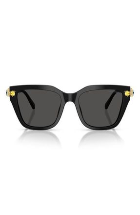 Swarovski 53mm Irregular Sunglasses in Black /Dark Grey at Nordstrom
