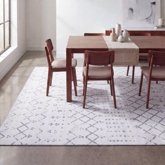 Jonathan Y Designs Leila Moroccan Diamond Trellis Non-Slip Machine-Washable Area Rug in Ivory/gray at Nordstrom, Size 5Ft 0In X 8Ft 0In