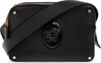 Versace Tassen, Heren, Zwart, ONE Size, Leer, Lou leren crossbodytas