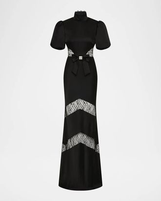 Rebecca Vallance Noire Lace Column Gown