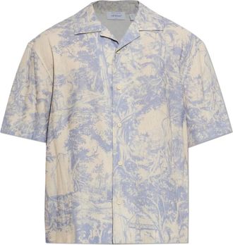 Off-white Printed Shirt - Heren - Korte mouwen Overhemden - Beige - S - Linnen - Overhemden
