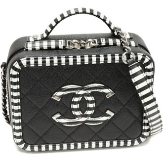 Chanel Pre-owned Leather chanel-bags - Dames - Pre-owned - Zwart - Maat: ONE Size Leer