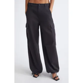 Alexander Wang Crystal Embellished Cargo Pants in Washed Jet Black at Nordstrom, Size 10