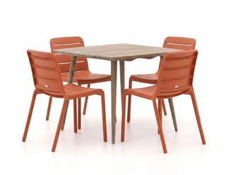 Forza Furniture Forza Narni/ROUGH-K 90cm dining tuinset 5-delig stapelbaar