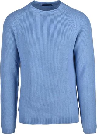 Daniele Fiesoli Truien & Vesten, Heren, Blauw, XL, Wol, Maglione Girocollo Cannettato