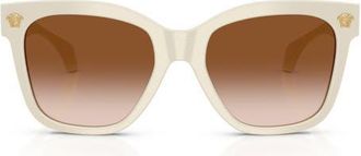 Versace 55mm Square Sunglasses in White Talc /Brown Gradient at Nordstrom