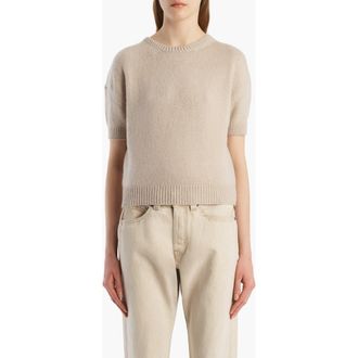 Khaite Golden Short Sleeve Cashmere Sweater in Sepia at Nordstrom, Size Medium
