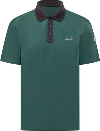 Moncler Green Logo Shirt Collar Polo