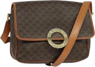 Celine Pre-owned Cross Body Bags, female, Brown, Size: ONE SIZE Pre-owned Vintage macadam circle logo shoulder bag