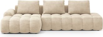 Cosmopolitan Design Sof&aacute; cama esquinero izquierdo con ba&uacute;l 3 plazas terciopelo beige claro
