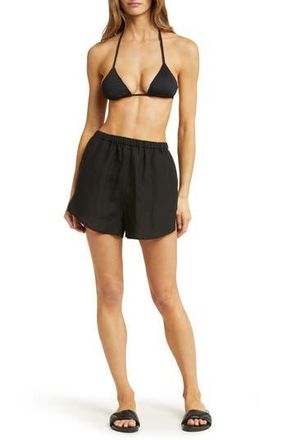 Vitamin A Tallows Linen Cover-Up Shorts in Eco Linen Black at Nordstrom Rack, Size X-Small