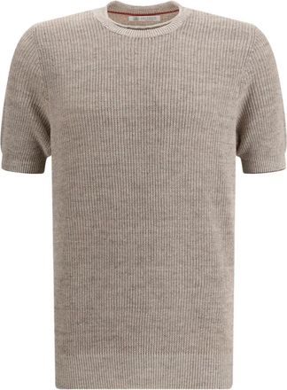 Brunello Cucinelli Gebreid T-shirt - Beige