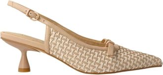 Jeannot Schoenen, Dames, Beige, 37 EU, Leer, Beige en wit leren sandaal