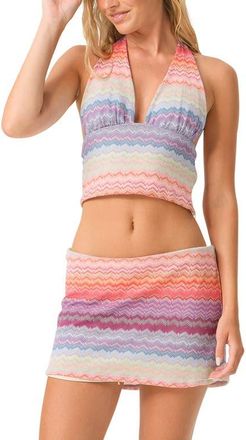 PQ Swim Sienna Metallic Halter Crop Cover-Up Top in Sunkissed at Nordstrom, Size X-Small