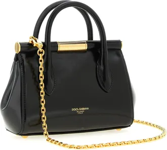 Dolce & Gabbana Womens Marlene Top Handle Bag Black Calfskin Leather