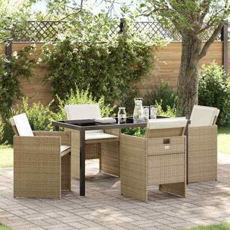 vidaXL Conjunto De Comedor De Jard&iacute;n 5 Pcs Beige Rat&aacute;n Sint&eacute;tico Vidaxl