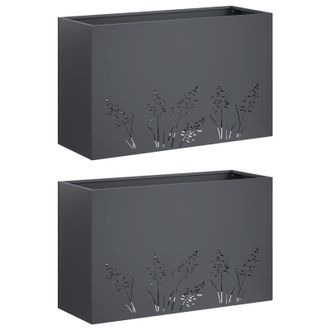 vidaXL Macetero De Jard&iacute;n 2 Uds. Gris Antracita 80 X 20 X 49 Cm Vidaxl