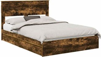 vidaXL Cama Con Almacenamiento Con Cabecera Roble Ahumado 160 X 200 Cm Vidaxl