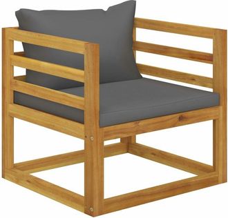 vidaXL Silla De Jard&iacute;n Con Cojines Gris Oscuro Madera Maciza Acacia Vidaxl
