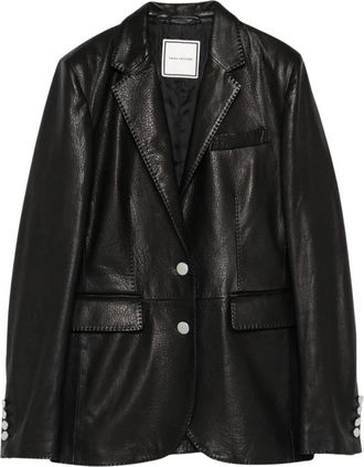 Tagliatore Faux Leather Single-Breasted Blazer - Dames - Blazers - Zwart - L - Leer - Jassen