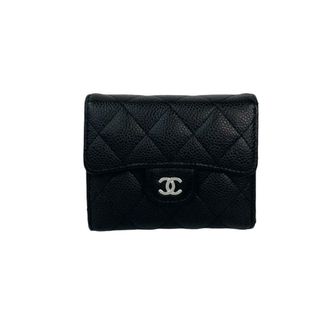 Chanel Black Grained Calfskin Wallet (Tri-Fold) (Pre-Owned)