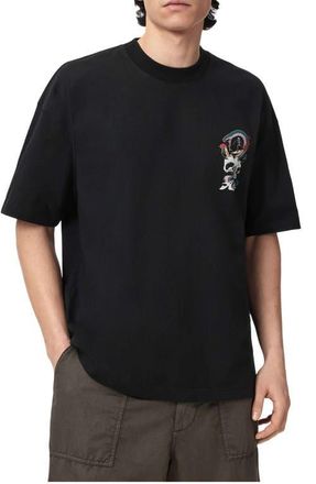 AllSaints Snakepit Crewneck Graphic T-shirt in Washed Black at Nordstrom, Size X-Large
