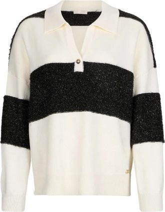 Liu Jo Gestreept wollen poloshirt - Dames - V-hals truien - Veelkleurig - 2XS - Wol - Truien & Vesten
