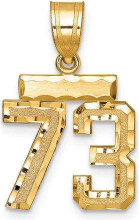 Diamond2Deal 14k Yellow Gold Small Brushed Diamond-cut Number Charm Pendant