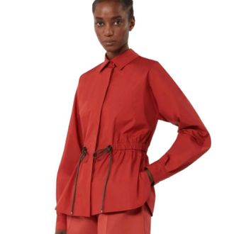 Max Mara Shirts, female, Red, Size: 2XS Cotton Poplin Shirt