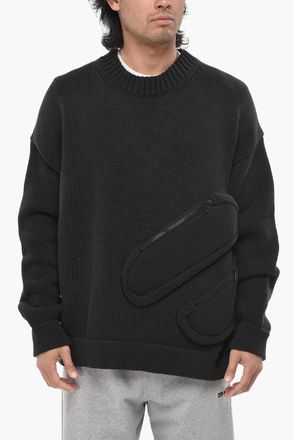 Off-white SEASONAL Maglia Girocollo in Misto Cotone con Tasche a Zip Off-White