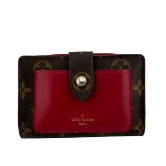Louis Vuitton Monogram Brown Red Color Leather Wallet (Bi-Fold) (Pre-Owned)