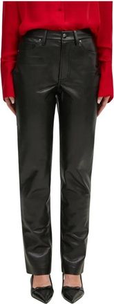 Anine Bing Bruno Pant - Dames - Straight fit broeken - Zwart - W29 - Leer - Broeken
